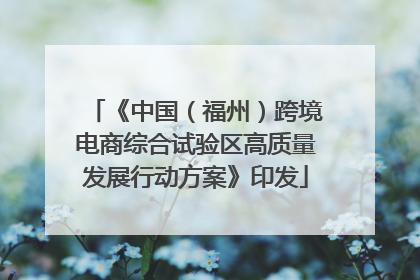 《中国（福州）跨境电商综合试验区高质量发展行动方案》印发