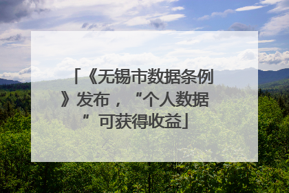 《无锡市数据条例》发布，“个人数据”可获得收益