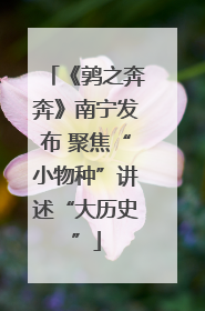 《鹑之奔奔》南宁发布 聚焦“小物种”讲述“大历史”