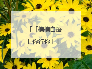 「楠楠自语」你行你上