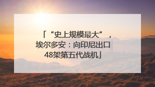 “史上规模最大”，埃尔多安：向印尼出口48架第五代战机