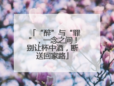 “醉”与“罪”，一念之间！别让杯中酒，断送回家路