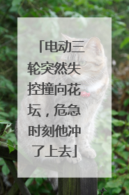 电动三轮突然失控撞向花坛，危急时刻他冲了上去