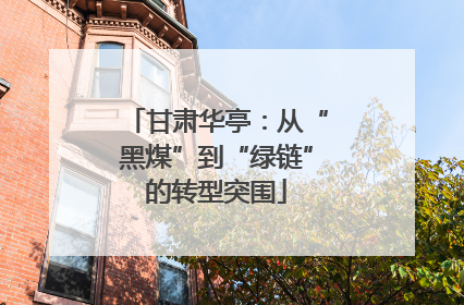 甘肃华亭：从“黑煤”到“绿链”的转型突围