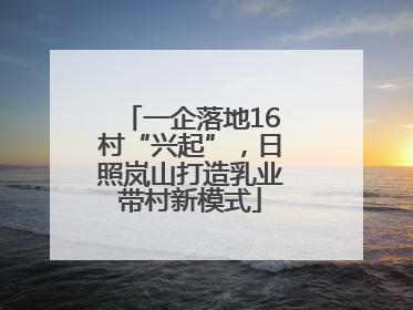 一企落地16村“兴起”，日照岚山打造乳业带村新模式