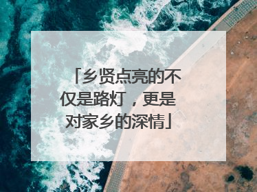 乡贤点亮的不仅是路灯，更是对家乡的深情