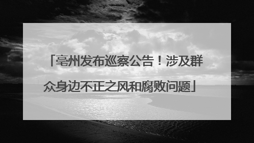 亳州发布巡察公告！涉及群众身边不正之风和腐败问题
