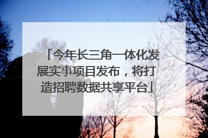 今年长三角一体化发展实事项目发布，将打造招聘数据共享平台