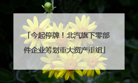 今起停牌！北汽旗下零部件企业筹划重大资产重组