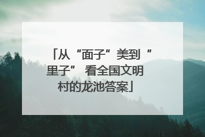 从“面子”美到“里子” 看全国文明村的龙池答案
