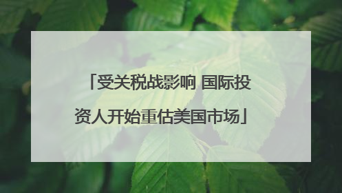 受关税战影响 国际投资人开始重估美国市场