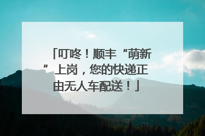 叮咚！顺丰“萌新”上岗，您的快递正由无人车配送！