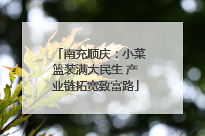 南充顺庆：小菜篮装满大民生 产业链拓宽致富路