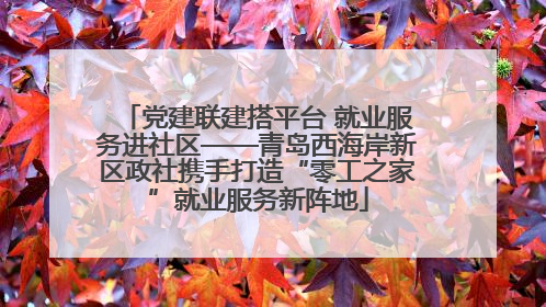 党建联建搭平台 就业服务进社区——青岛西海岸新区政社携手打造“零工之家”就业服务新阵地