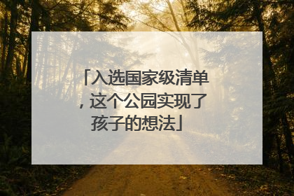 入选国家级清单，这个公园实现了孩子的想法