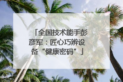 全国技术能手彭彦军：匠心巧辨设备“健康密码”