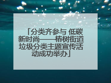 分类齐参与 低碳新时尚——椿树街道垃圾分类主题宣传活动成功举办