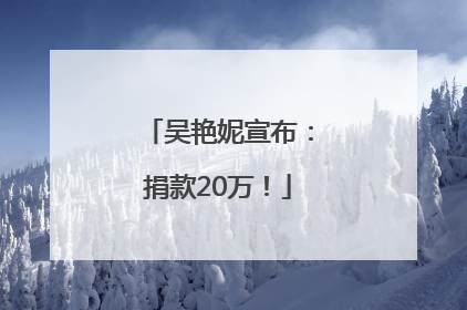 吴艳妮宣布：捐款20万！