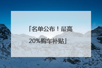 名单公布！最高20%购车补贴