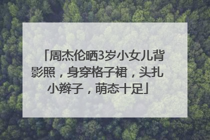 周杰伦晒3岁小女儿背影照，身穿格子裙，头扎小辫子，萌态十足
