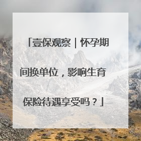 壹保观察｜怀孕期间换单位，影响生育保险待遇享受吗？