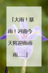 大雨！暴雨！河南今天将迎雨雨雨……