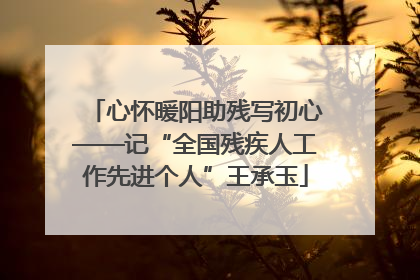 心怀暖阳助残写初心——记“全国残疾人工作先进个人”王承玉