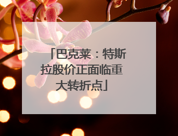巴克莱：特斯拉股价正面临重大转折点