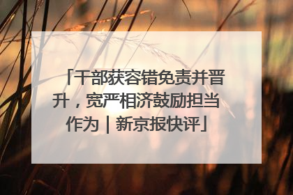 干部获容错免责并晋升，宽严相济鼓励担当作为｜新京报快评
