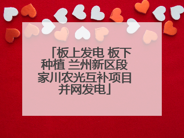 板上发电 板下种植 兰州新区段家川农光互补项目并网发电