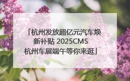 杭州发放超亿元汽车焕新补贴 2025CMS杭州车展端午等你来逛