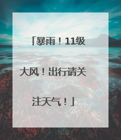 暴雨！11级大风！出行请关注天气！