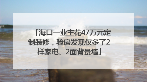 海口一业主花47万元定制装修，验房发现仅多了2样家电、2面背景墙