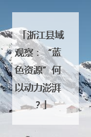 浙江县域观察：“蓝色资源”何以动力澎湃？