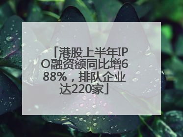 港股上半年IPO融资额同比增688%，排队企业达220家