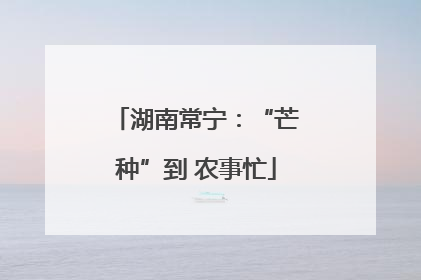 湖南常宁：“芒种”到 农事忙