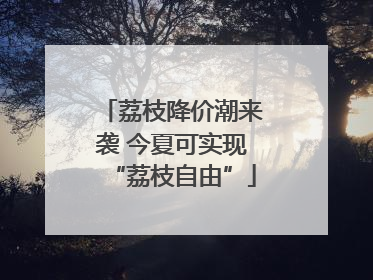 荔枝降价潮来袭 今夏可实现“荔枝自由”
