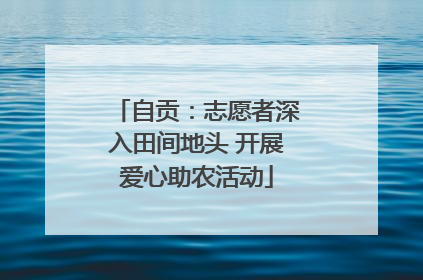 自贡：志愿者深入田间地头 开展爱心助农活动