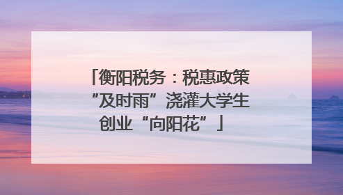 衡阳税务：税惠政策“及时雨”浇灌大学生创业“向阳花”