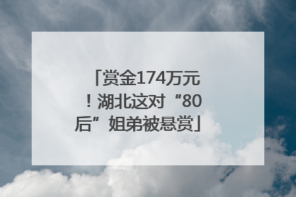赏金174万元！湖北这对“80后”姐弟被悬赏