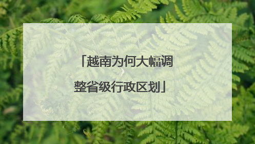 越南为何大幅调整省级行政区划