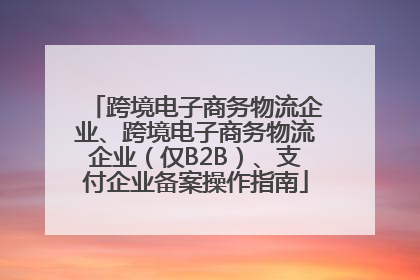 跨境电子商务物流企业、跨境电子商务物流企业（仅B2B）、支付企业备案操作指南