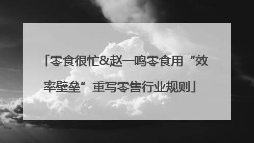 零食很忙&赵一鸣零食用“效率壁垒”重写零售行业规则