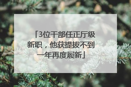 3位干部任正厅级新职，他获提拔不到一年再度履新